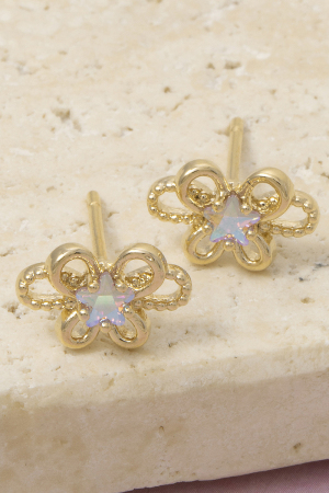 Cz Butterfly Outline Crystal Stud Earrings