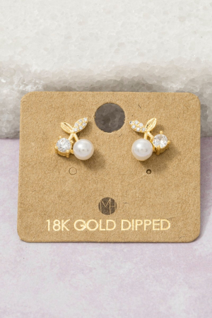 18K Gold Dipped Pearl Cherry Stud Earrings