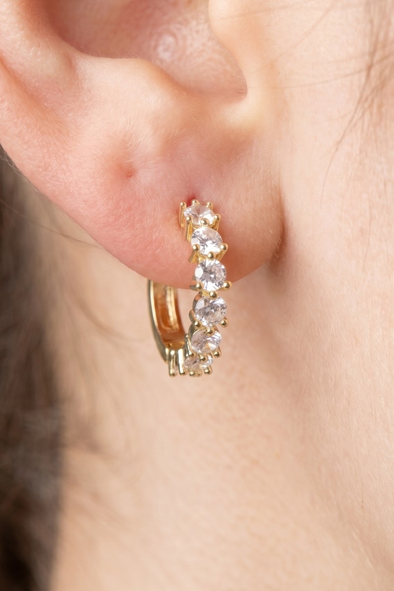 Mixed Cz Round And Baguette Huggie Earring Set