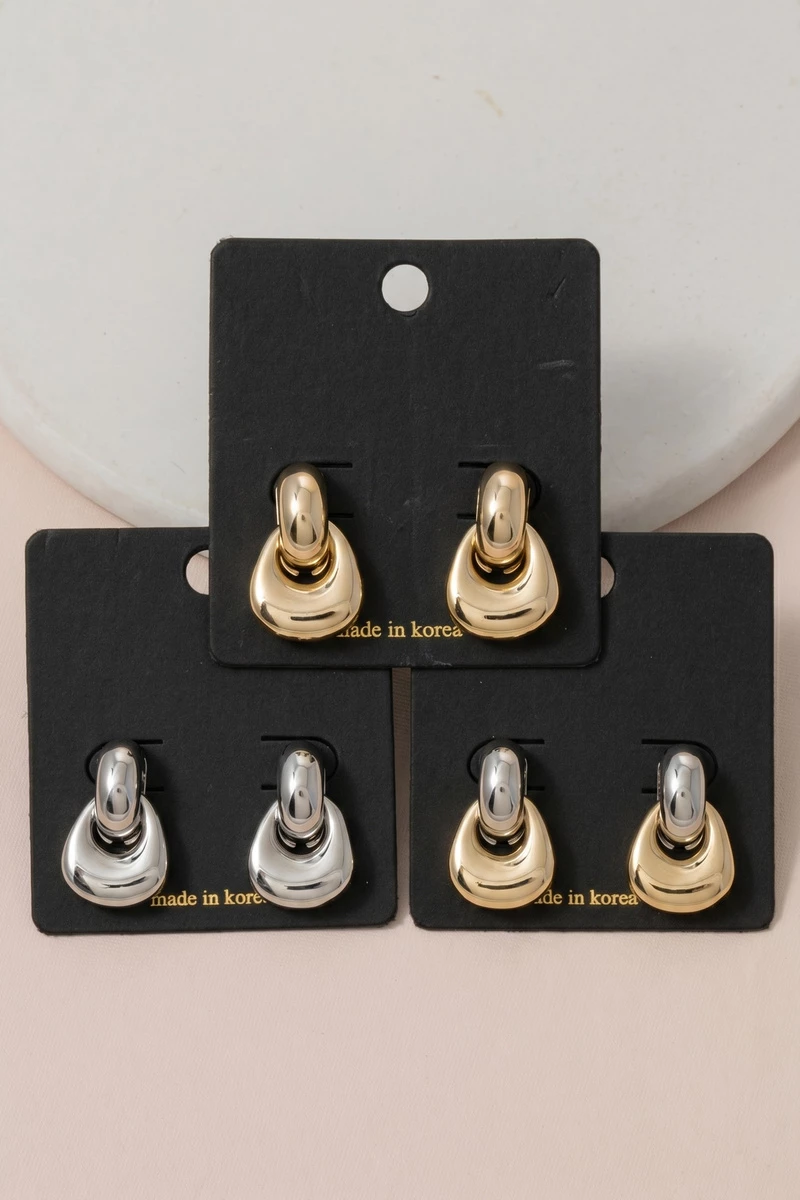 Chunky Puffy Doorknocker Drop Earrings