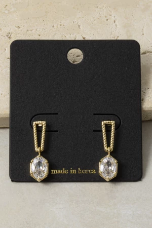 Twisted Rope Oval Cz Drop Earrings