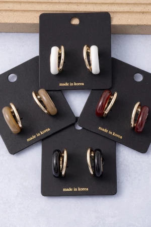 Glossy Double Arc Open Hoop Earrings