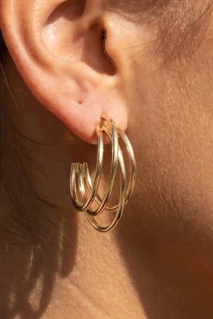 Layered Multi Wire Triple Hoop Earrings