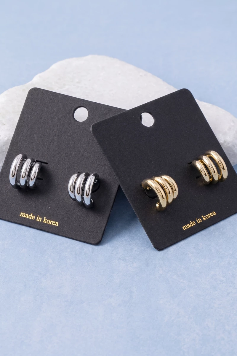 Chunky Triple Tube Hoop Earrings