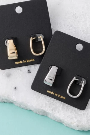Polished Squared Oval Huggie Hoop Earrings
