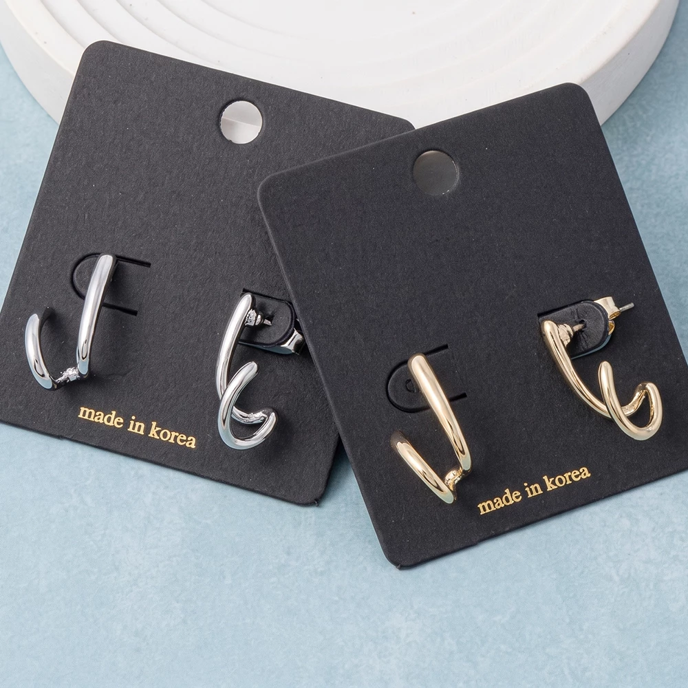 Split Double Wire Open Huggie Hoop Earrings