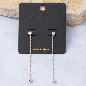 Bezel Cz Stud Ball Chain Drop Earrings