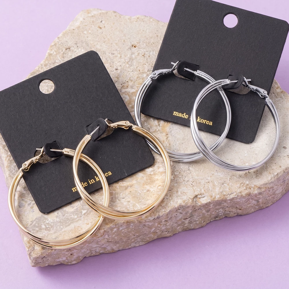 Twisted Double Band Large Hoop Earrings