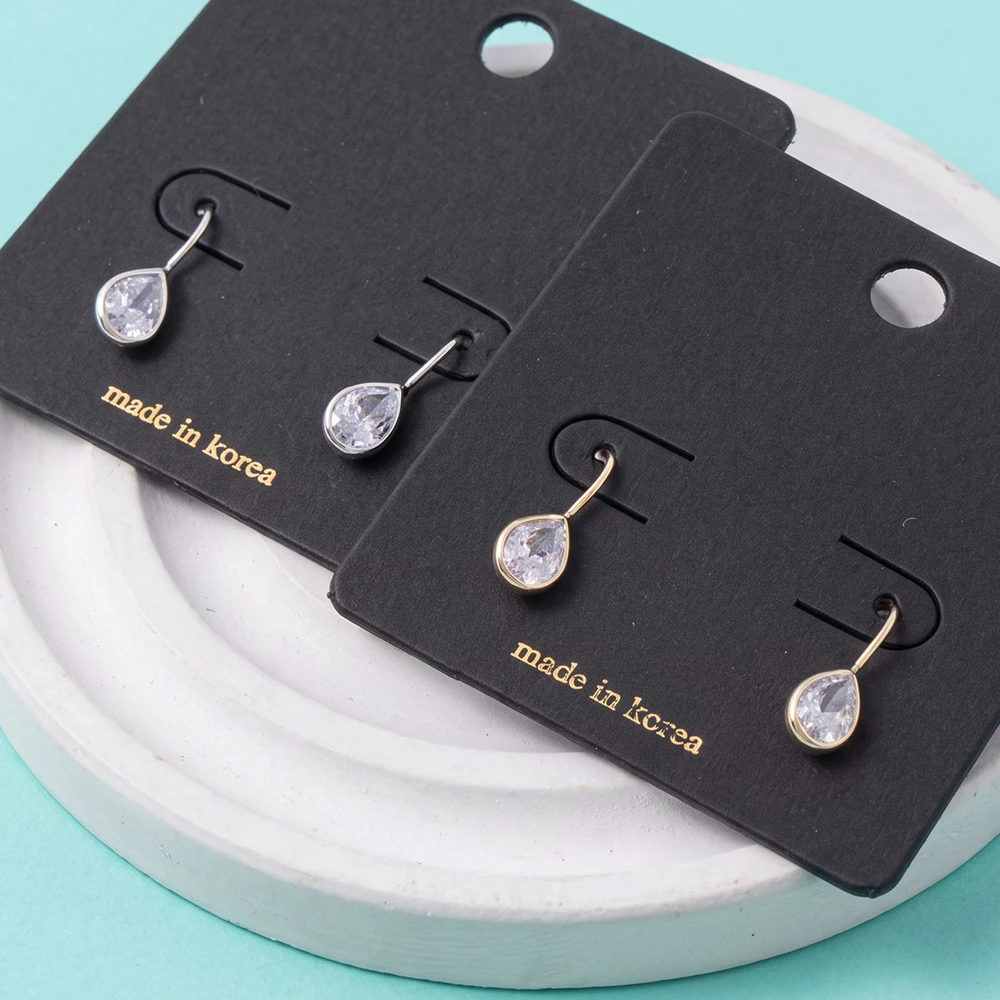 Teardrop Cz Bezel Drop Earrings