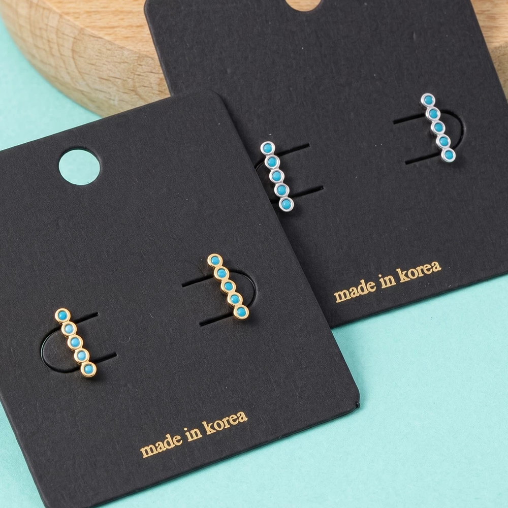 Five Stone Turquoise Bar Stud Earrings