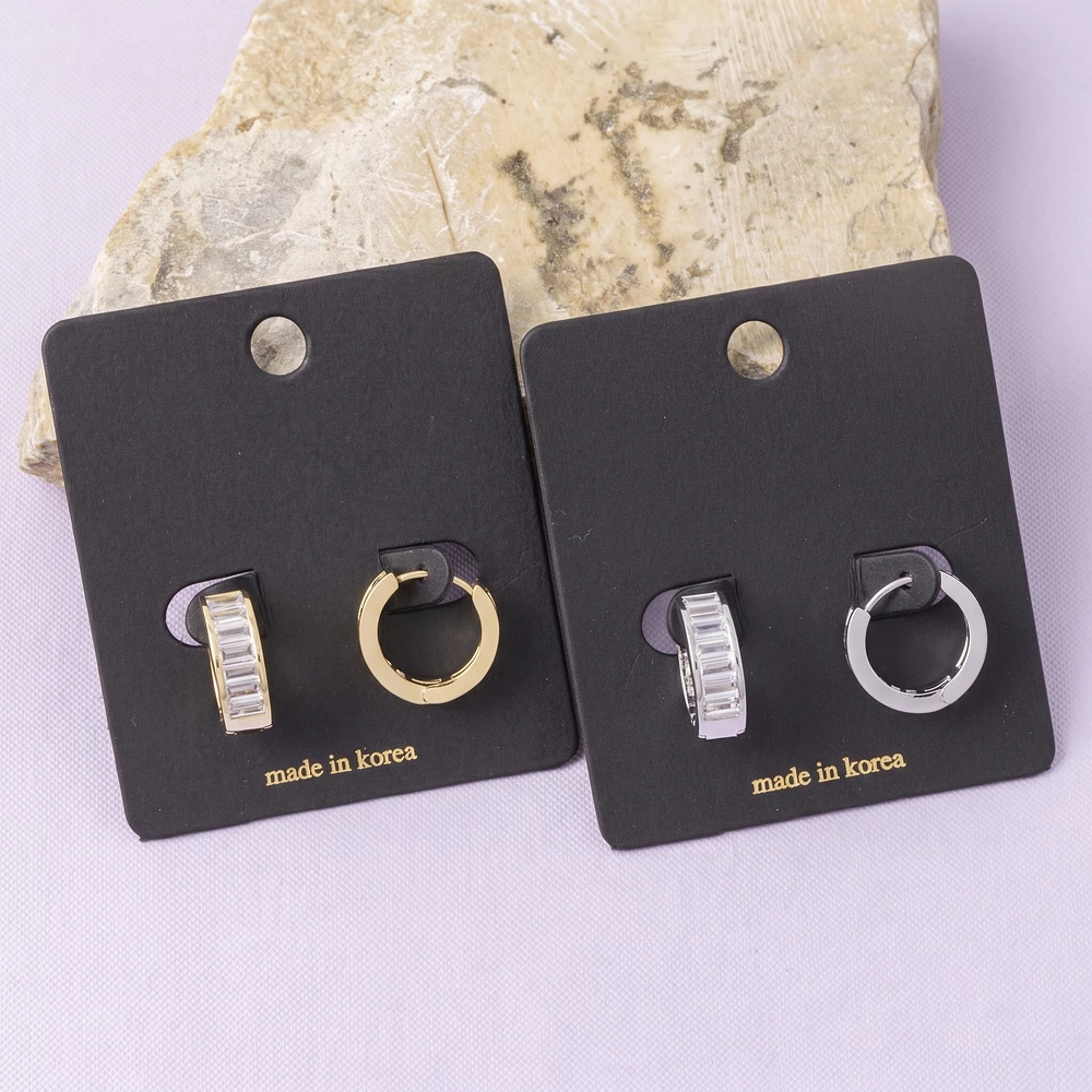 Baguette Cz Huggie Hoop Earrings