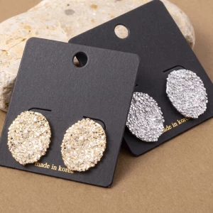 Textured Oval Cz Sprinkle Stud Earrings