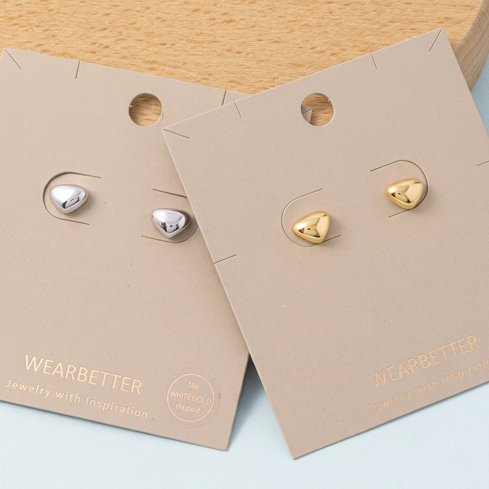 Puffed Triangle Dome Stud Earrings