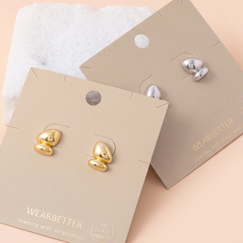 Stacked Pebble Dome Stud Earrings