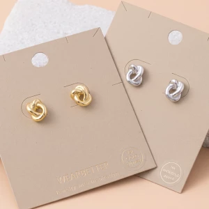 18K Gold Dipped Pretzel Love Knot Stud Earrings