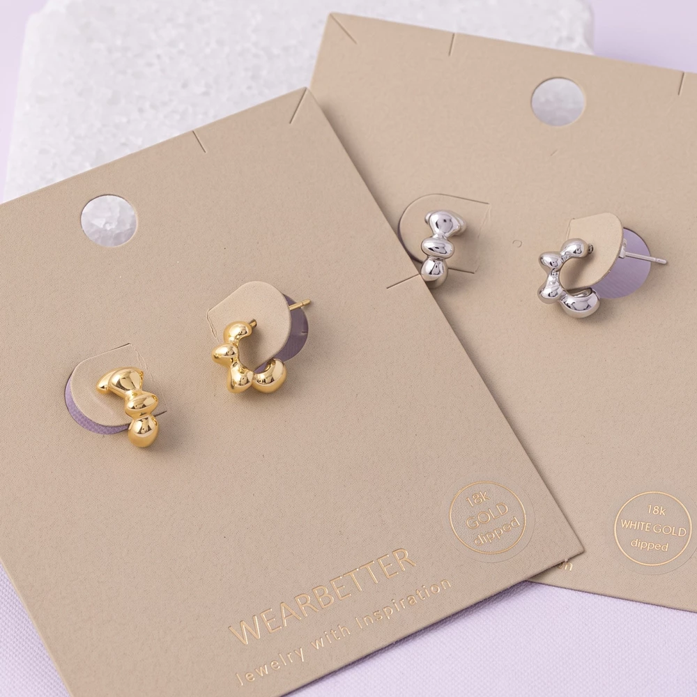 18K Gold Dipped Bubble Huggie Hoop Earrings