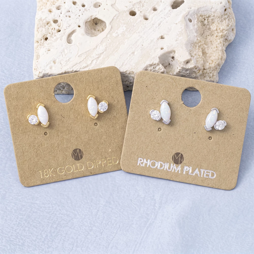 18K Gold Dipped Marquise Opal Stud Earrings