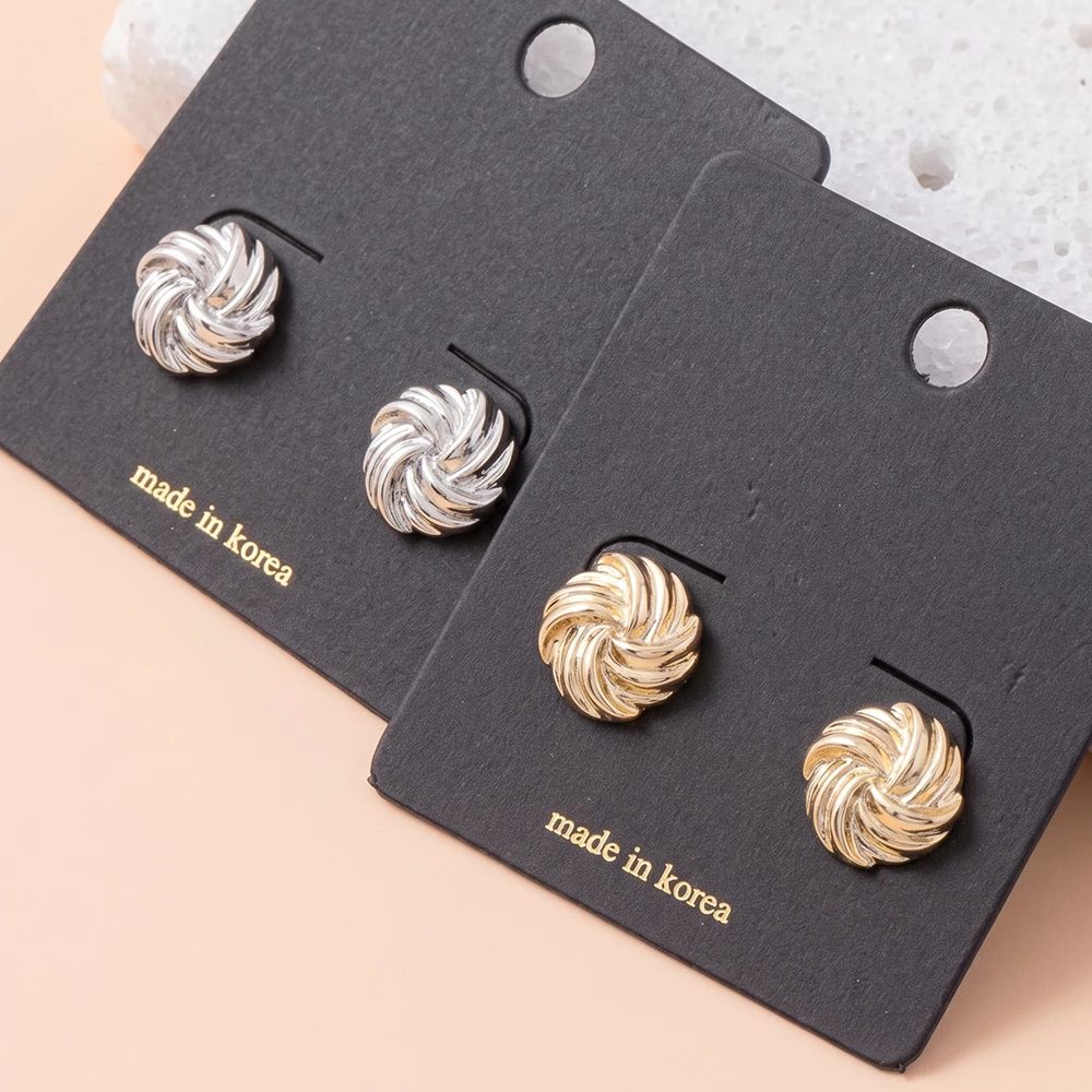 Polished Pinwheel Swirl Button Stud Earrings