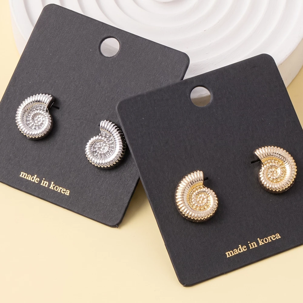 Ribbed Nautilus Shell Stud Earrings