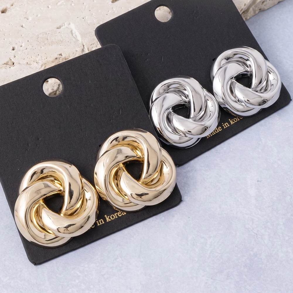 Polished Chunky Love Knot Stud Earrings