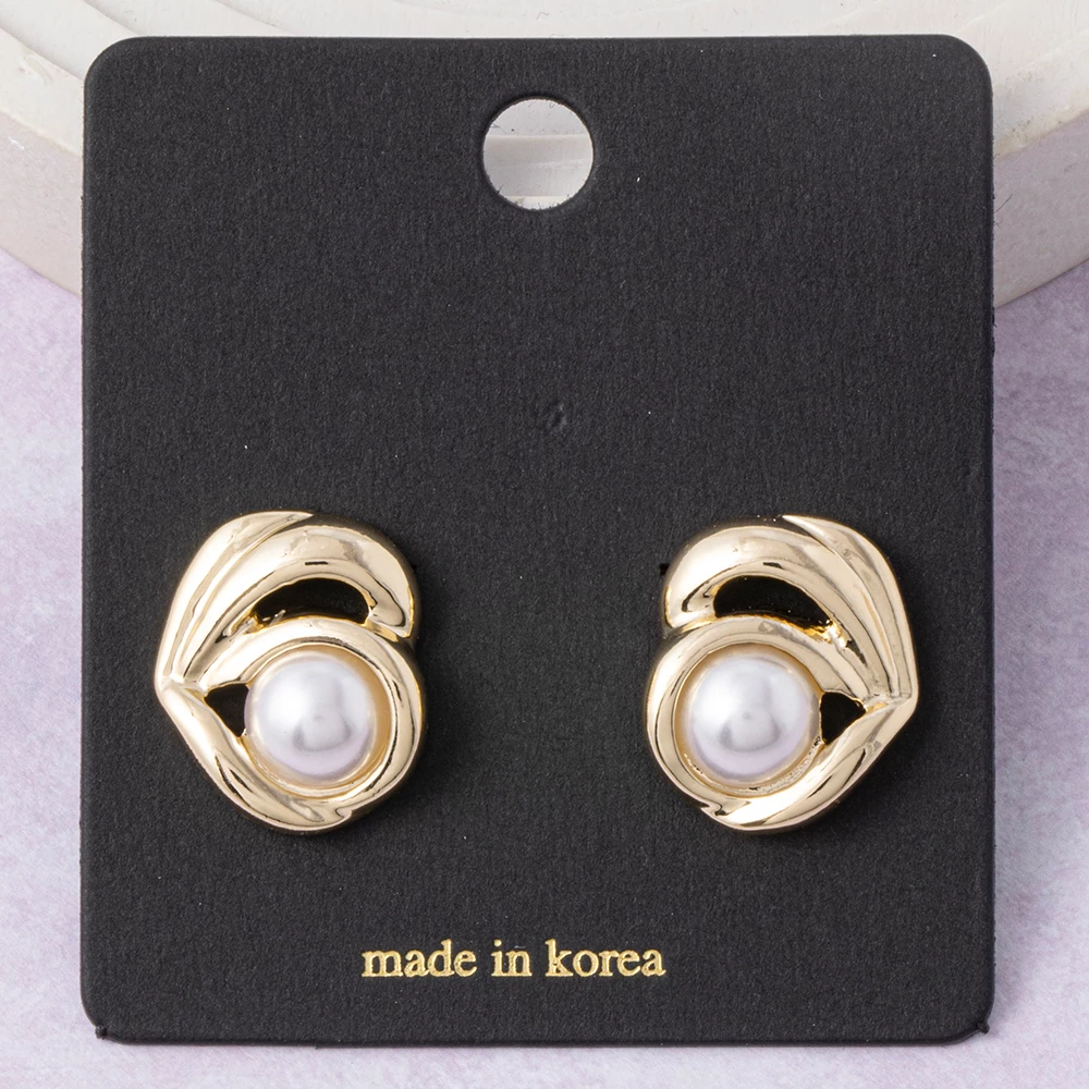 Polished Swirl Wrap Pearl Stud Earrings