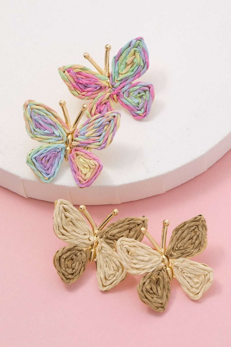 Raffia Butterfly Stud Earrings