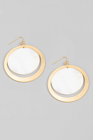 Flat Disc Layered Circle Drop Earrings