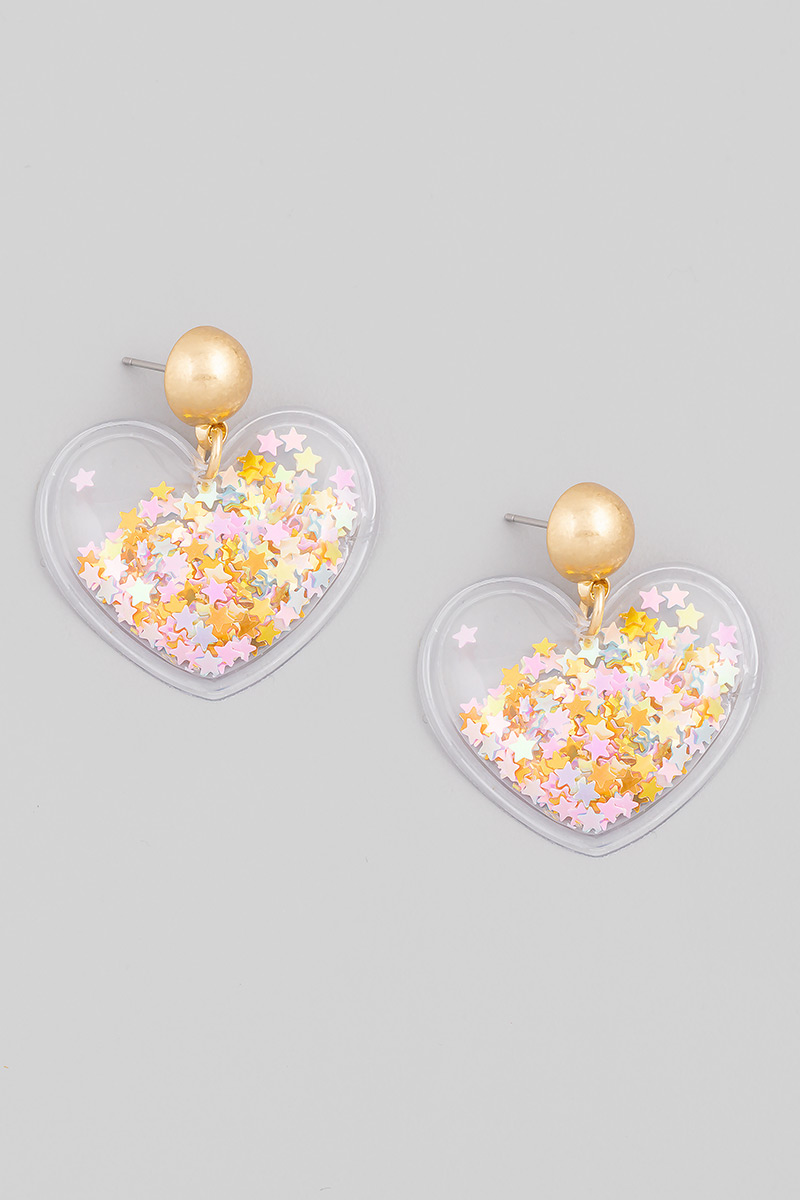 Heart Star Confetti Drop Earrings
