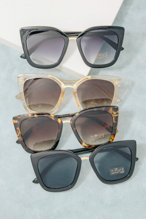 Oversized Cat Eye Square Double Bridge Sunglasses