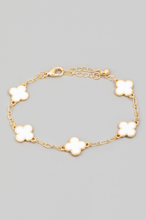 Enamel Clover Station Charms Chain Bracelet