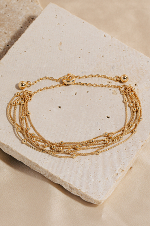 Layered Dainty Chain Strands And Beads Bracelet