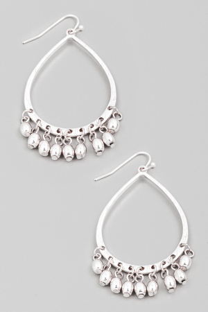 Metallic Fringe Tear Drop Hook Earrings