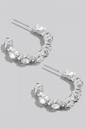 Mixed Rhinestone Studded Hoop Earrings