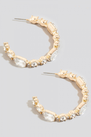 Mixed Rhinestone Studded Large Hoop Earrings