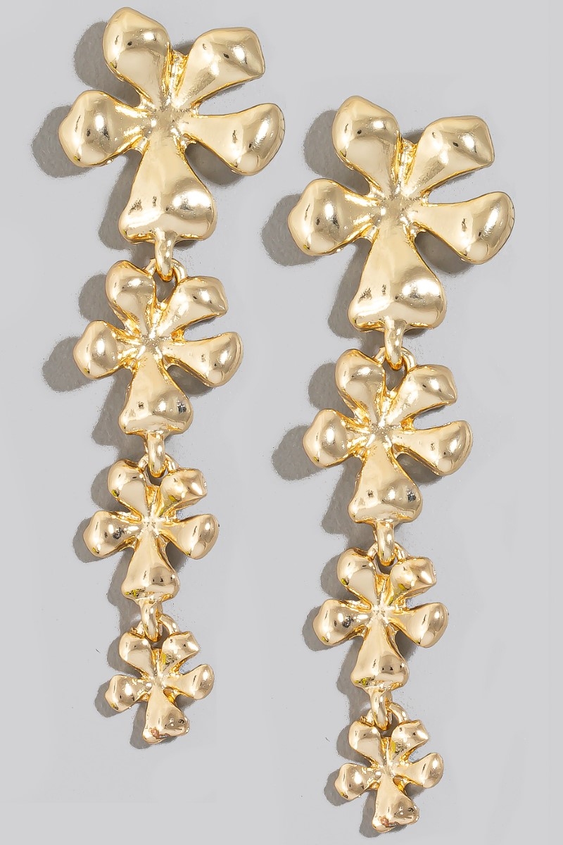 Multi Flower Dangle Chain Earrings