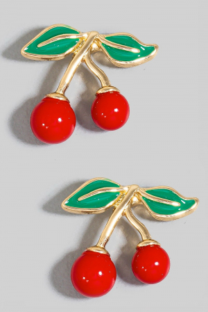Epoxy Cherry Stud Earrings