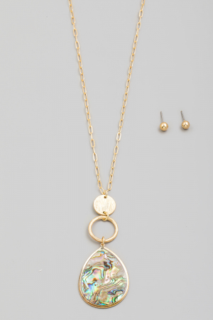 Tiered Pearl Tear Pendant Long Necklace Set