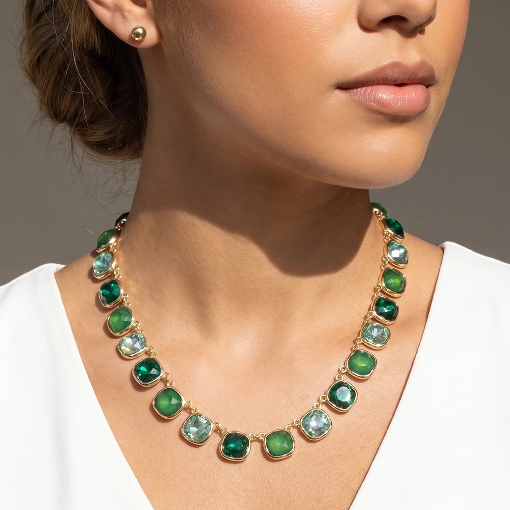 Cushion Cut Crystal Riviere Collar Necklace