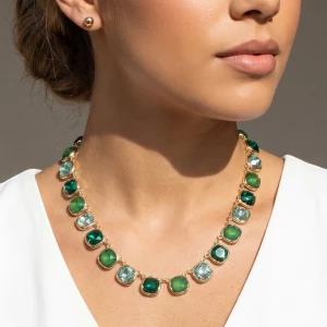 Cushion Cut Crystal Riviere Collar Necklace