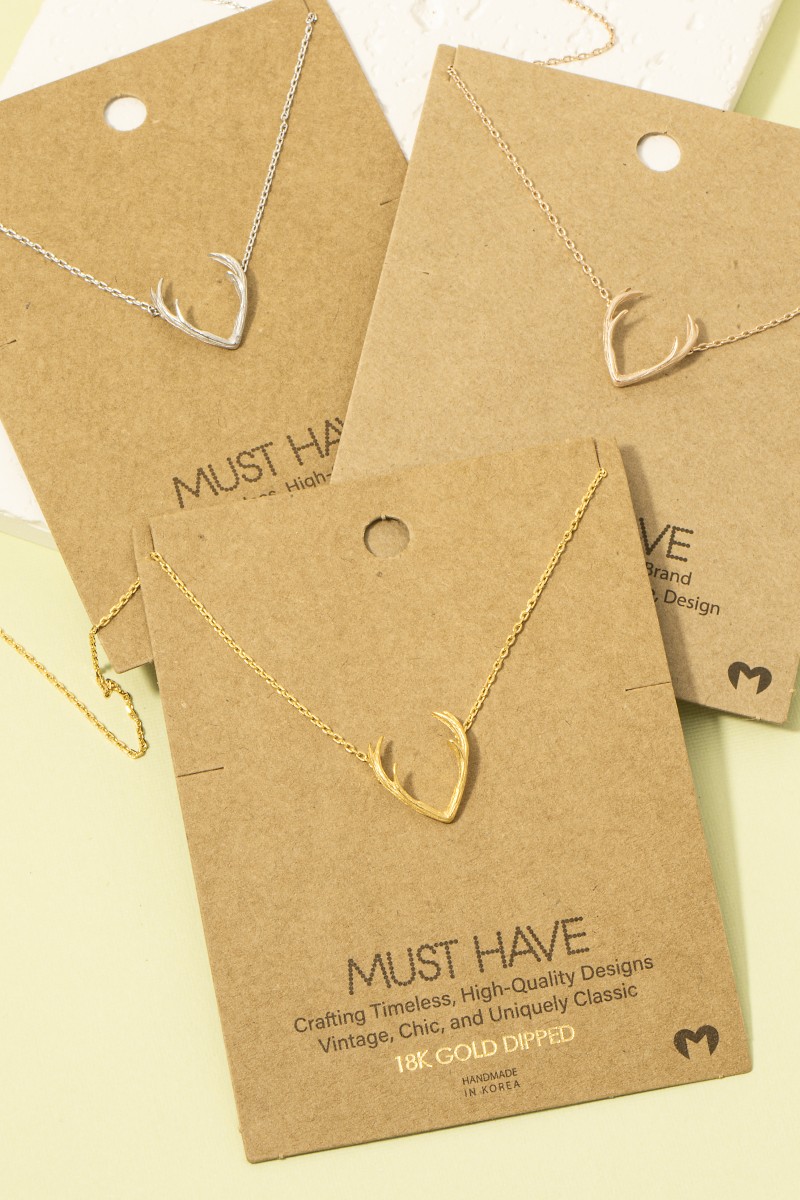 Gold Dipped Antler Pendant Necklace
