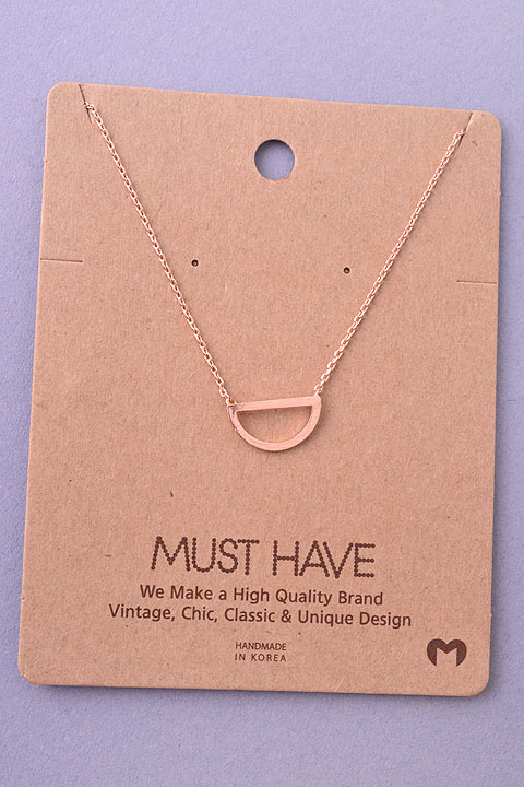 Semi Circle Cutout Pendant Necklace