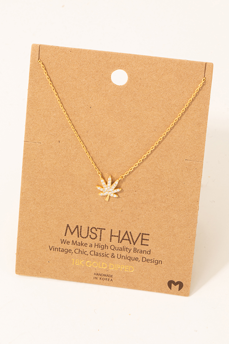 Jewel Cannabis Pendant Necklace