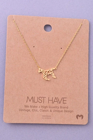 Origami Horse Cutout Pendant Necklace