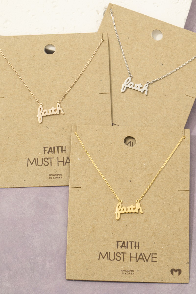 Handwritten Faith Pendant Necklace