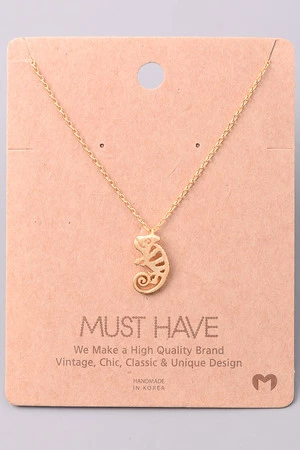 Chameleon Cutout Pendant Necklace