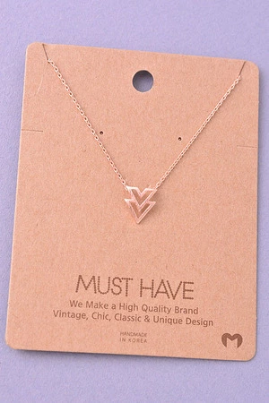 Dual Cutout Triangle Pendant Necklace