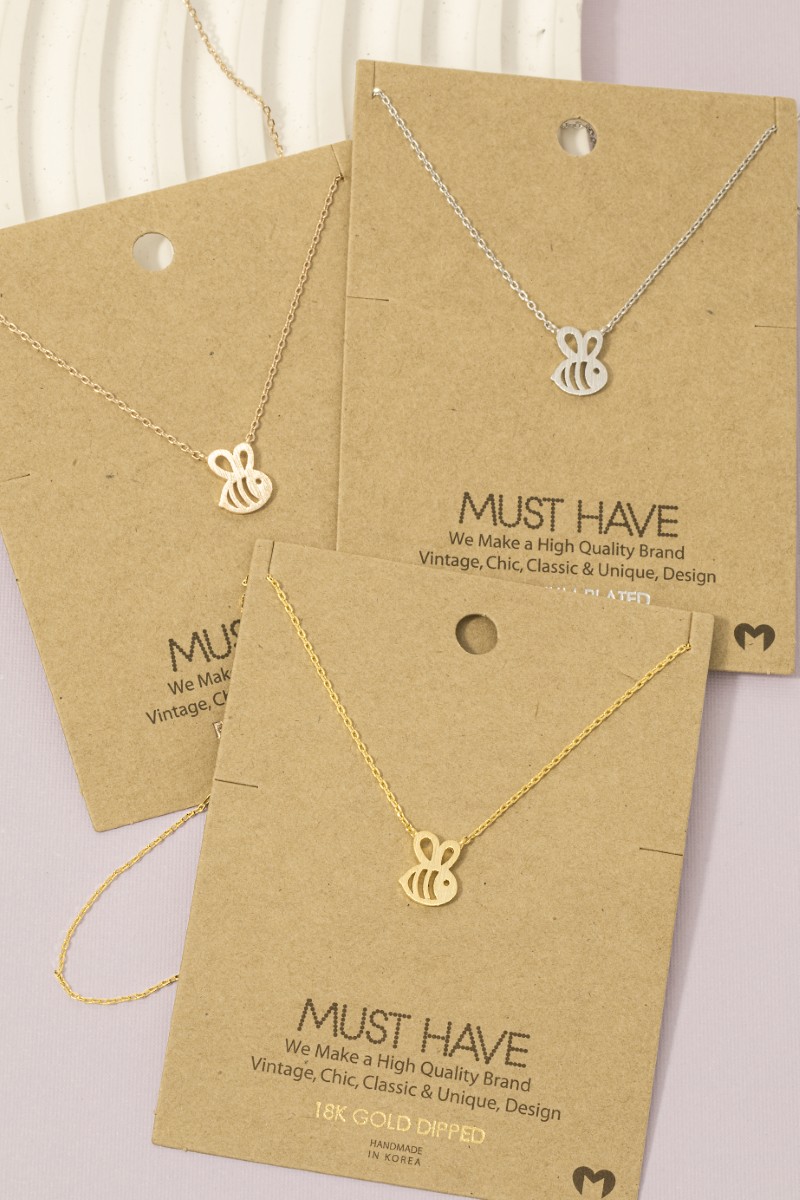 Gold Dipped Bumblebee Pendant Necklace