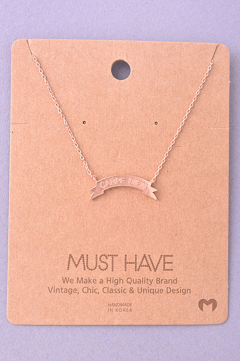 Carpe Diem Ribbon Pendant Necklace