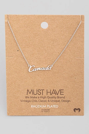 Cursive Canada Pendant Necklace