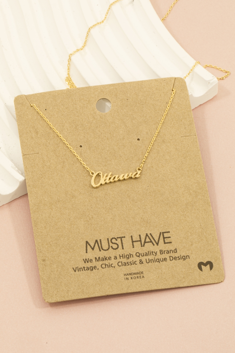 Ottawa Written Pendant Necklace.